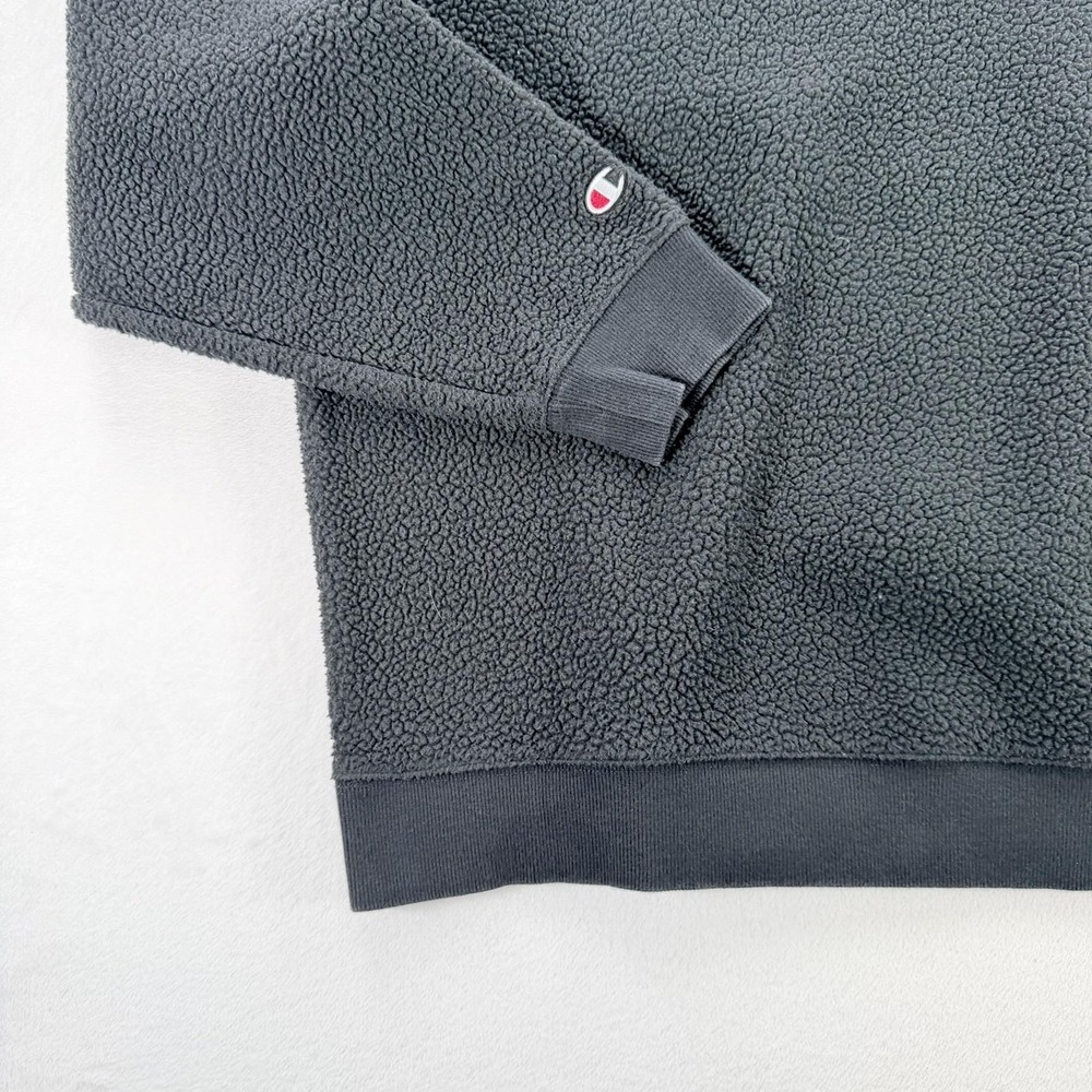 Champion Sweatshirt Mens XL Gray Sherpa Fleece Pullover Chest Pocket Logo - Picture 15 of 16